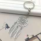 New Silver Metal Key Chain Ring Feather Tassels Dream Catcher Keyring Keychain