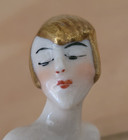 Antique German Art Deco Half Doll Unusual Gold Hair Arms Away Rare