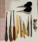 Rare  Lot Of 21 Vintage   Antique Notions - Embroidery crochet button Hook Tools