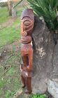 Marquesan Tiki Mask Traditional Statue Wood Carving Tropical Bar Decor 39 x 8 