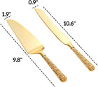 Gold Cake Knife And Server Set - Vintage Wedding   Party Utensils  2 Pcs