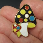 Cloisonn   Enamel Spotted Mushroom Pin Vintage Lapel Hat Small Made In Korea