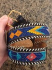 Vintage Native American Style Beaded Thunderbird Leather Belt Hong Kong New 