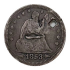 Pictorial Love Token Ship Boat Anchor   Waves 1853 Silver Seated Liberty Quarter