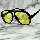80s Vintage Yellow Lens Pilot Style Men Women Sunglasses Eyewear Outdoor Driving