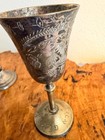 Vintage Judaica Jewish Hebrew Shabbat Kiddush Cups 4 Judaism Israel Silver Plate