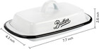 Enamelware Butter Dish With Lid Farmhouse White Vintage Style Black Rim