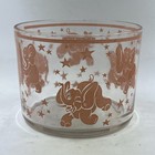 Vintage Hazel Atlas Pink Elephant Dancing Elephant Glass Ice Bucket 1950s Mcm