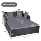 Patiojoy Outdoor Patio Rattan Daybed Pillows Cushioned Sofa Furniture