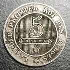 1861 Belgium 5 Centimes Old Coin Km 21 Rampant Lion 