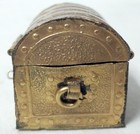 Vintage Antique Wedding Ceremony Unity Brass Gold Tone Mini Chest W  7 Coins 