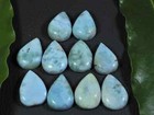 13x18mm Blue Larimar Natural Cabochon Pear Loose Gemstone Lot 10pcs 107cts  Q502