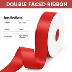Red Double Faced Satin Ribbon 1 Inch X 25 Yards Fabric Gift Wrap Bouquet