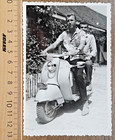 2 Handsome Men On Motor Scooter Vespa Vintage Photo 1961