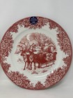 2 Santa s Sleigh Red Dinner Plates Royal Stafford  Christmas Holiday Winter Vhtf