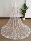 Lace Applique Wedding Veil 3 M Long White Ivory Cathedral Bridal Veil With Comb