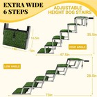 Folding 6-steps Wide Dog Stairs Portable Ramp W non-slip Grass Rug For Large Dog