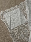 Vintage White Crochet Lace Filet Square Checkerboard Tablecloth 64  X 95 