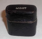 Antique Leather Covered Metal Match Safe Or Vesta Push Button   Internal Striker