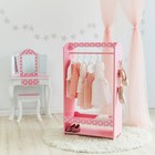 Polka Dot Kids Wooden Clothes Rack Hanger With Storage Toy Dress Up Unit  Pink