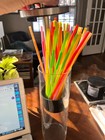 Glass And Metal Straw Holder Great For Drinking Straws - Never Used 13  Tall