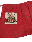 Christmas Apron Vintage Red Teddy Bears Green Holly Waist Gourmet Gallery Waist