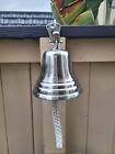 Nautical Silver Finish Aluminum Ship Bell With Rope - Polish Chrome Dinner Bell