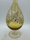 Mcm Vintage Decanter Bottle Amber Floral Flowers 14 5   