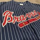 Vtg 90s Majestic Atlanta Braves Pinstriped Cotton Jersey Usa Made Xxl Stitched