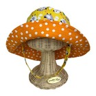 Baby Bucket Hat 0-12m Yellow Bird Print Sun Hat With Chin Strap - 100  Cotton