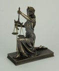 Bronze Finish Lady Justice Kneeling Holding Balance Scales And Sword Statue
