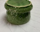 Vintage Pottery Planter  1950   s  Green  Round  Flower Design  Shawnee  Usa