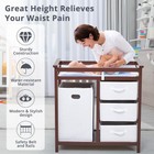 Wooden Baby Changing Table Diaper Changing Station With Laundry Hamper 3 Drawers