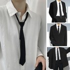 Black Unisex Ties Retro Narrow Neck Tie Slim Women Men Tie Korean Trendy Tie