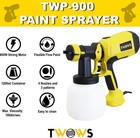 Twows  Paint Sprayer  600w  Hvlp Gun  With 1200ml Container  Yellow 