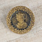 Antique Brass Victorian Picture Button- Woman s Profile