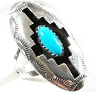 Navajo Felix Perry 925 Shadowbox Sleeping Beauty Turquoise Size 8 Ring 3 5g