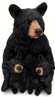 Black Bear Family Realistic Mama Bear Two Cubs 11 5   Resin Figurine Wildlife