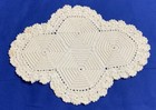 Vintage Hand Crocheted Doily  Oval  White  Pinwheel Design  Cotton