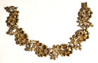 Vintage Stunning Gold Tone Art Deco Clear Crystal Floral Bracelet