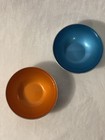 Mcm Norwegian Emalox Aluminum Bowls With Orange And Aquablue Metallic Finish