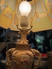 Vintage-style Lithophane Table Lamp With Pastoral Scene And Cherub Base 