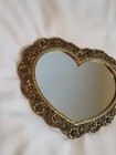 Jeanne Fox Hollywood Regency Heavy Gold Tone Heart Shaped Vanity Mirror