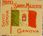 Hotel Savoy Majestic Genova Italy Vintage Luggage Label 1920