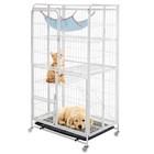 4-tier Cat Cages Indoor With Wheels Cat Enclosures Crate Collapsible Metal Wire