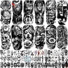 Black 3d Half Sleeve Temporary Tattoos - 12 Sheets Scary Designs For Adults