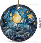 Stained Ceramic Starry Night Christmas Ornaments - Starry Glass Patterns Tree Ha