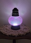 Vintage Frosted Purple Glass Brass Hanging Candle Lantern With Etched Stars