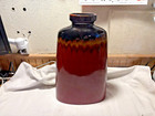 Vintage 14    Red Black Brown Large Heavy Ceramic Drip Glazed Pottery Vase Studio 