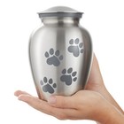 Pet Urn For Dog   Cat Ashes - Cremation Memorial Medium Silver Urn To 70 Lbs